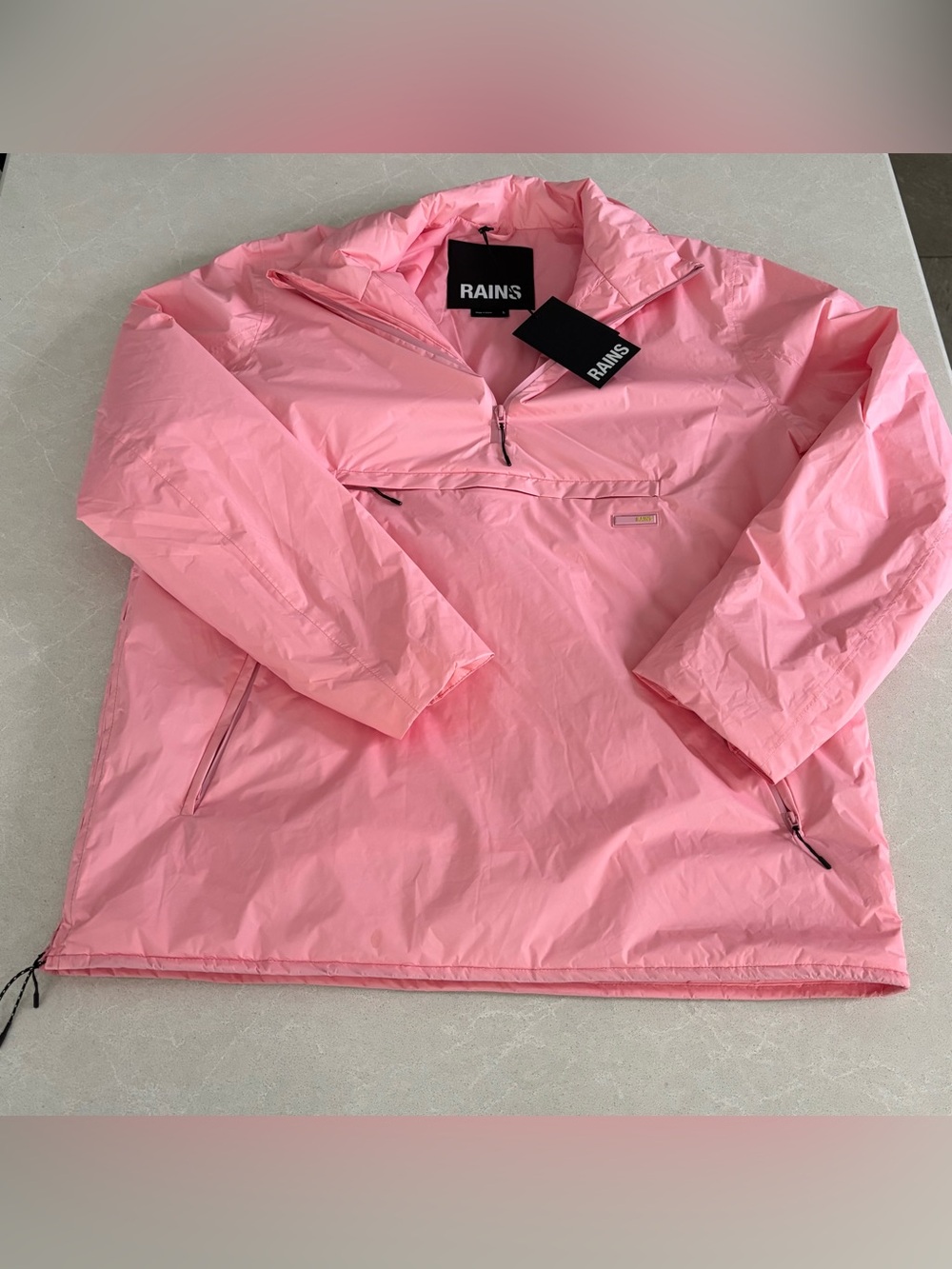 RAINS Pink Sky Padded Nylon Anorak Waterproof Jacket Pullover Unisex Large
